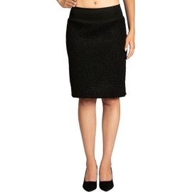 Caspar RO031 Women's Winter Pencil Wool Skirt Knee-Length, black