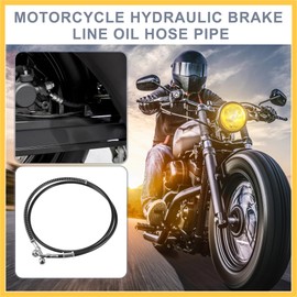 REPAIROCK 51.18" Length 10mm ID Motorcycle Hydraulic Brake Line Oil Hose Pipe Stainless Steel Braided Cable for Motocross Sport Bikes Street Bikes Black Auto Replacement Parts