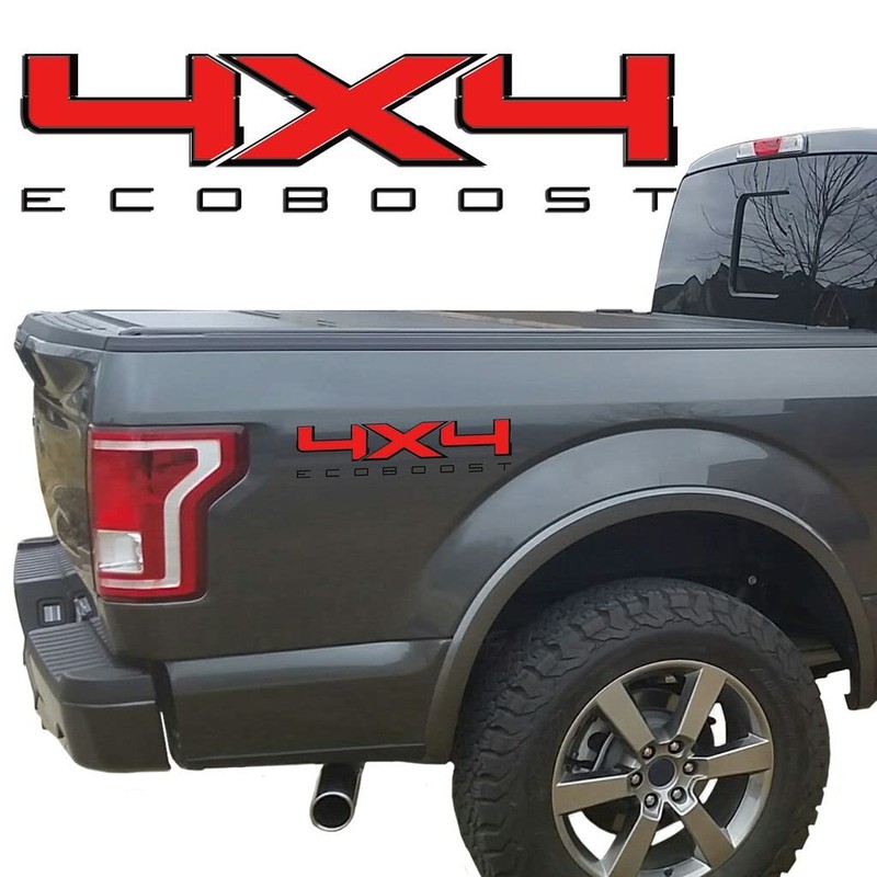 4X4 Bedside Vinyl Decal for Ford Eco Boost Trucks Silver