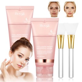 Collagen maske, 2 Stück Kollagen maske, Bio Collagen Face Mask, Collagen Night Wrapping Mask, Peel-Off Maske für strahlende Haut, Koreanische Hautpflege, Tiefenwirksame Gesichtsmaske