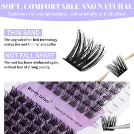 DIY Lash Clusters for Eyelash Extensions: Natural, Fluffy, Wispy, Waterproof, Anime, Manga, Cat Eye, D Curl, 12-16mm Mixed, ZW02+ZW03, Wendy Lashes, 0125