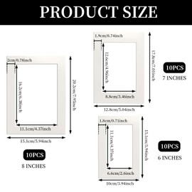 TTQiAnJ Pack of 30 Passepartout, 3 Sizes, White Passepartout Frame Paper, 15 x 20 cm/13 x 18 cm/10 x 15 cm for Pictures, Photos, Art Prints