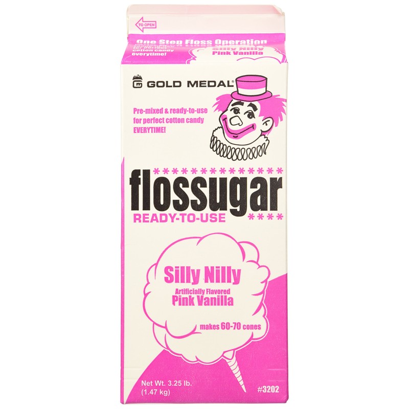 Gold Medal 3202 Pink Vanilla Flossugar, 1/2 Gallon Carton