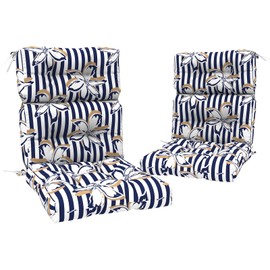 Melody Elephant Adirondack Chair Cushions Set of 2, Water Resistant Outdoor High Back Chair Cushions for Patio Home Garden, 22" W x 20" D, Clemens Cabana Navy