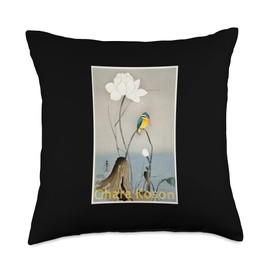 Art Lovers Design Ohara Koson Kingfisher Okara Koson Kingfisher with Lotus Flower for Bird Lovers Throw Pillow, 18x18, Multicolor