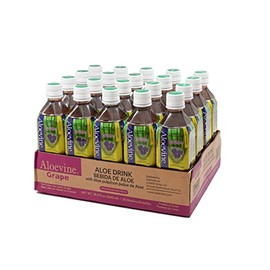 Aloevine Aloe Vera Drink Grape – Drink Aloe Juice with Real Aloe Chunks | Healthy Plant-Based Korean Beverage | Aloe Vera Juice | 16.9 oz Bottles (20 Pack)