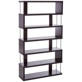 Baxton Studio Barnes 6-Shelf Modern Bookcase, Dark Brown