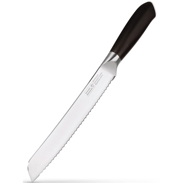 Hannah's Homebrand® Bread Knife Serrated Edge 2.0 Ebony Bread Knife with Flat Serrated Edge 21 cm Blade