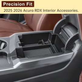 X-TKER Center Console Organizer Tray Compatible with Acura RDX 2025 2026 Accessories – Custom Fit Armrest Storage Box Insert for 2025-2026 RDX Dual-Layer Compartment with Coin/Card Holder Rubber Mat