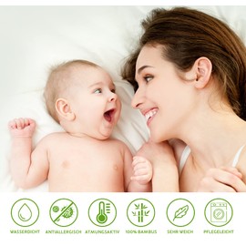 Mattress Protector 40 x 90 cm Baby Soft 100% Bamboo Breathable and Noise-Free Antibacterial with Perfect Fit Mattress Protector Cover [Cot Size 40 x 90 cm]