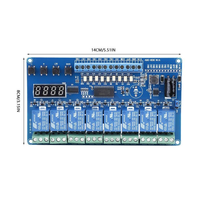 Multifunction Relay, 8-36V 8-Channel Multifunction Time Delay Relay Interface Board