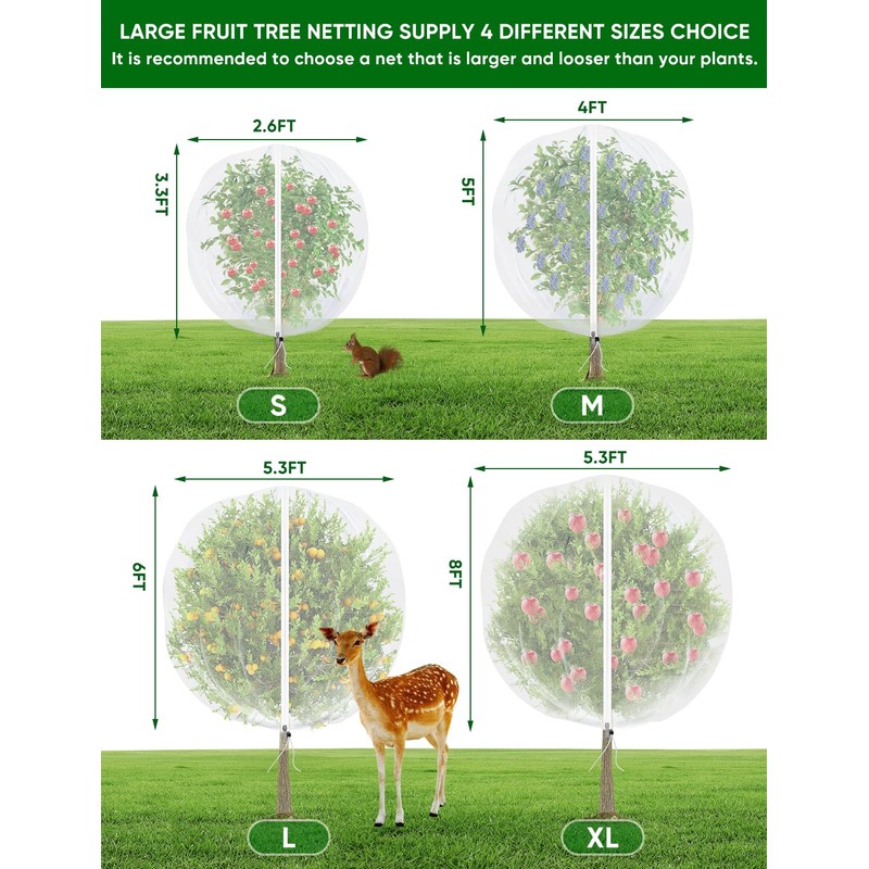 Fruit Tree Netting with Zipper - 2Pcs 8x5.3 Ft Garden