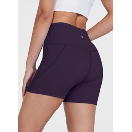 Willit 3" Women's Swim Shorts with Liner Pockets High Waisted Bathing Shorts Bottoms Tummy Control UPF 50+ Purple L