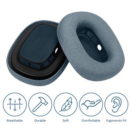 Ear Pads Replacement for AirPods Max Headphone by MMOBIEL - Mesh Fabric Ear Pad Cushions - Noise Isolation Earpads Replacement – Blue