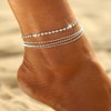 JECOMY Dainty Anklets for Women Silver Anklet Waterproof Ankle Bracelets