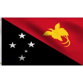 DMSE Papua New Guinea Papuan Flag 2X3 Ft Foot 100% Polyester 100D Flag UV Resistant (2' X 3' Ft Foot)
