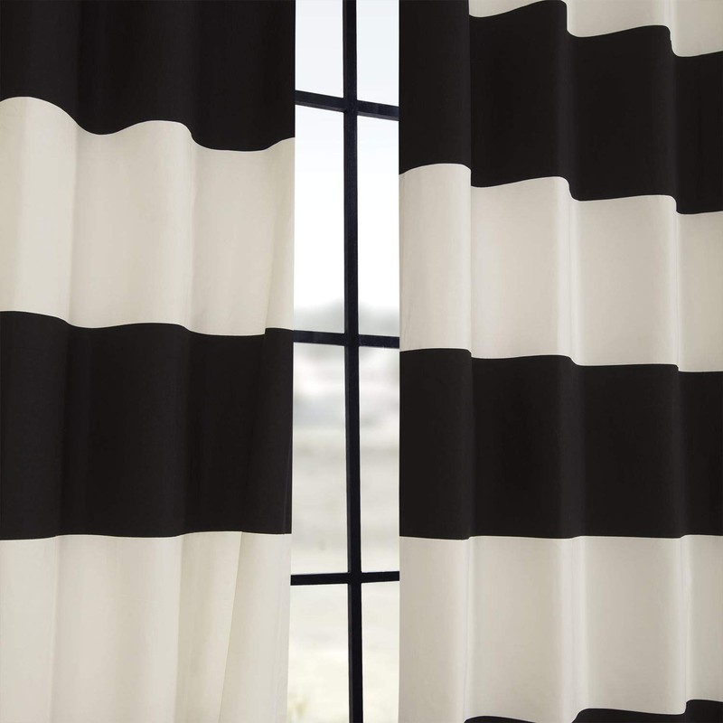 HPD Half Price Drapes Grommet Horizontal Striped Printed Curtains 120