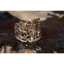 Medieval Manja 14 mm Delicate Elves Statement Ring Ornamental Bohemia Vintage Lucky Ring Friendship Ring Bronze, Bronze, No Gemstone