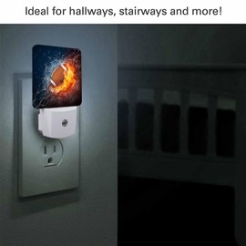 Chrobak LED Night Light,Water American Football Ball LED Night Light Plug into Wall with Dusk to Dawn Light Sensor White Energy Efficient Nightlight for Bedroom Bathroom Hallway Living Room Kitchen