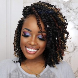 ToyoTress Tiana Passion Twist Hair - 12 Inch Combo Packs(1B-6P+T27-1P-T30-1P) Passion Twist Crochet Hair, Pre-Looped Pre-Twisted Synthetic Braiding Hair Extension (12 Inch, 1B-6P+T27+T30-1P)