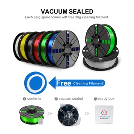 PETG Filament 1.75,Toughness Enhanced Petg Vacuum Sealed,Accuracy +/- 0.02 mm, 1 kg Spool 3D Filament Petg Green