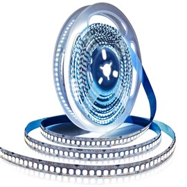 Tesfish Tira de luces LED de 12 V, 240 LED/M, total 1200 LED blanco 6000 K 16.4 pies tira de luz LED 2835 IP20 luces de cinta LED súper brillante para recámara, estante cocina decoración