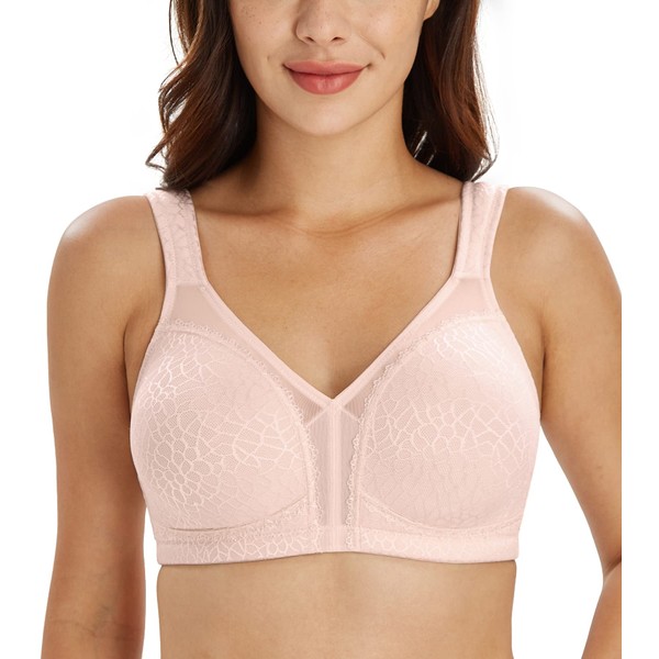 Lemorosy Women's Full Coverage Minimizer Bra Wirefree Plus Size Unpadded