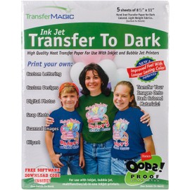 Transfer Magic Fxtd-5 Ink Jet Transfer Paper for Dark Fabric (5 Pack), 8.5" x 11"