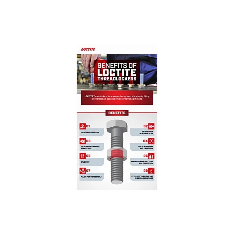 LOCTITE 271 Red Thread Locker Low Viscosity Adhesive for Metal