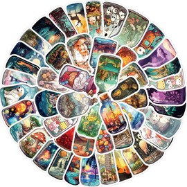 World In A Bottle Stickers 50 Pcs Cute Cartoon Funny Water Bottle Sticker for Skateboard Laptop Car Bumper Luggage Computer Bike,Waterproof Cute Plants Animals Decals for Kids Teens Giris