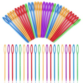 50 PCS Large Eye Plastic Needles(3.5Inch/9cm), Blunt Needles Learning Needles, Safety Plastic Lacing Needles for DIY Sewing Handmade Crafts
