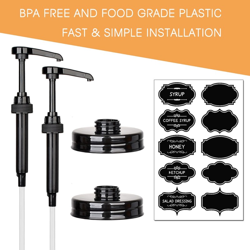 2 Pack Mason Jar Syrup Dispenser Pump Lids, Coffee Syrup