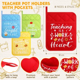 Lallisa 16 Pcs Teacher Appreciation Pot Holder Teacher Spatula Teacher Appreciation Gifts Heat Resistant Microwave Oven Mitt Silicone Spatula with Wooden Handle for Baking End of the Year Teacher Gift