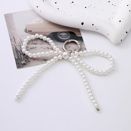 PUCAPOCO Pearl Bow Keychain Coquette Aesthetic Keychain Keyrings Bag Charms Purse Car Charms Accesories (Style 1)