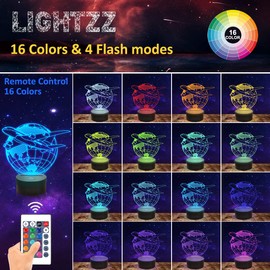 Airplane 3D Illusion Night Light LED Earth Table Lamp 16 Color Birthday Gifts for Boys Men Pilot Office Room Decoration