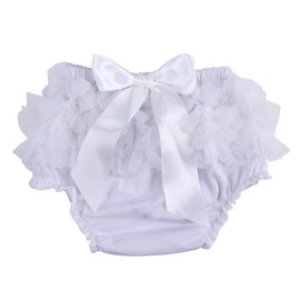 ICObuty Baby Girls Ruffle Bloomer Diaper Cover for Baby Girls Toddlers (Large(13-24month), White)