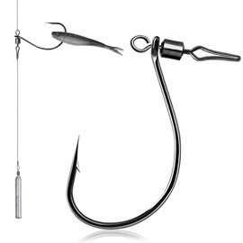 FishTrip 30pcs Swivel Drop Shot Hooks Fishing Rig, Dropshot Hook Rigging for Bass Fishing with Swivel Saltwater Freshwater Sizes 4, 3, 2, 1, 1/0, 2/0, 3/0