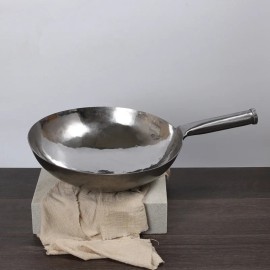 Master Star 100% Handmade Chinese Iron Wok No Coating Seasoned Wrought Iron Cauldron Non-stick Gas Cooker Home Usecolor: Blue Seasoned, diameter: 34cm