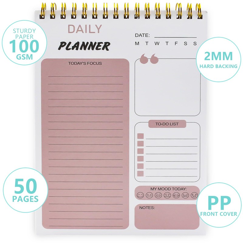 Wolepaz To Do List Notebook - A5 50 Page Daily