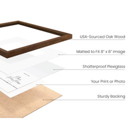 HAUS AND HUES Walnut Square Frames 12x12 Matted to 8x8-12x12 Gallery Wall Frame Set Ideal for Home, Office (12x12 inch, Walnut, Set of 3)