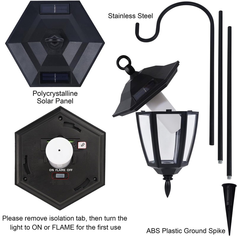 Dynaming 4 Pack Solar Flame Hanging Lights Outdoor, Halloween Solar