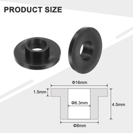 QUARKZMAN 24 Pcs Flange Bushings Plastic Bushings ID 6.3mm x OD 8mm x Length 4.5mm Nylon Bushings Black
