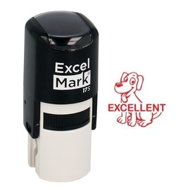 Round Teacher Stamp - Smiley FACE 3 - Red Ink