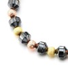 COOLSTEELANDBEYOND Men's Hematite Bead Bracelet, Three Tone Satin Metallic Beads,
