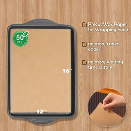 50Pcs Unbleached Parchment Paper Sheets for Baking, 12 x 16 Inch, Non-Stick Precut Half Sheet Parchment Paper for Baking, Cooking, Air Fryer, Oven