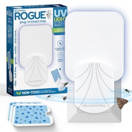 Rogue Fly Insect Trap Indoor with UV Night Light and Extra Cartridges, Plug in Bug Catcher, Pest Repeller Indoor Bug Light Trap Indoor for Flies, Fruit Flies, Gnats and More, Odor Free - Style: 1 Device & 3 Cartridges