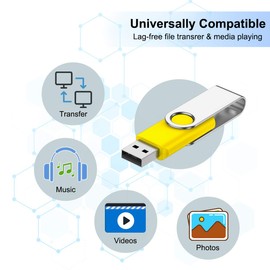 32GB Memory Stick 10 Pack-USB Stick 2.0 Flash Drives Swivel Design Pen Drive,Thumb Drive for Data Storage,Zip Drive and Jump Drive with LED Light-10 colour