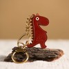 NEWGOCRAFT Cute Dinosaur Keychain Charms Cute Dinosaur Genuine Leather Metal