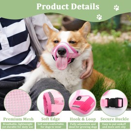 Mayerzon Dog Muzzle for Small Medium Large Dogs Dachshund Poodle Border Collie, Mesh Puppy Muzzles for Biting Chewing Grooming, Breathable Mouth Cover with Adjustable Hook and Loop for Panting