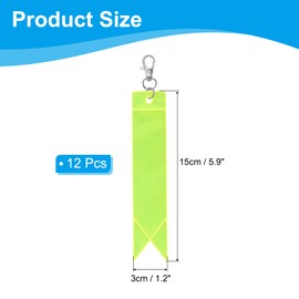 PATIKIL Safety Reflector 6"x1", 12 Pack Reflector Tag Pendant Reflective Safety Keychain Gear for Backpack Cycling Running Wheelchairs, Deep Fluorescent Yellow